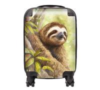 Warren Reed - Designer Sloth Watercolour Suitcase in Brown | Size: Medium Warren Reed - Designer Brown Medium
