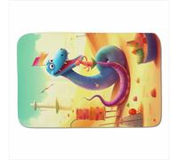 Warren Reed - Designer Snake On A Beach Holiday Sherpa Blanket in Yellow | Size: Large Warren Reed - Designer Yellow Large