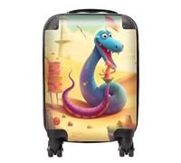 Snake On A Beach Holiday Suitcase Warren Reed - Designer Yellow Small