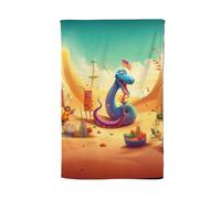 Warren Reed - Designer Snake On A Beach Holiday Tea Towel in Yellow Warren Reed - Designer Yellow