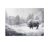 Warren Reed - Designer Snow Storm Highland Cow Glass Chopping Board in White Warren Reed - Designer White