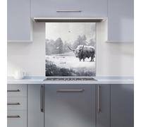 Warren Reed - Designer Snow Storm Highland Cow Kitchen Splashback W700Mm X H750Mm, Multi