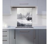 Warren Reed - Designer Snow Storm Highland Cow Kitchen Splashback W600Mm X H750Mm, Multi