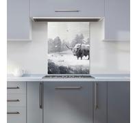 Warren Reed - Designer Snow Storm Highland Cow Kitchen Splashback W600Mm X H750Mm, Multi