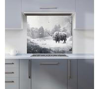 Warren Reed - Designer Snow Storm Highland Cow Kitchen Splashback - W900mm x H750mm