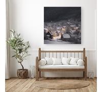 Warren Reed - Designer Snowfall Over A Quiet Village Canvas | Size: W30" x H30" Warren Reed - Designer Multicolor W30" x H30"