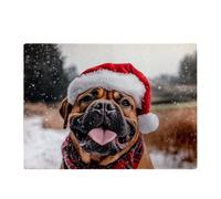 Warren Reed - Designer Snowy Christmas Bullmastiff Glass Chopping Board Warren Reed - Designer Multicolor