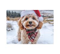 Warren Reed - Designer Snowy Christmas Cavapoo Glass Chopping Board Warren Reed - Designer Multicolor