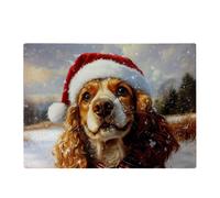 Warren Reed - Designer Snowy Christmas Cocker Spaniel Glass Chopping Board Warren Reed - Designer Multicolor