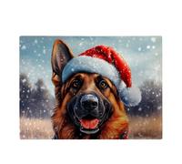 Warren Reed - Designer Snowy Christmas Giant Schnauzer Glass Chopping Board Warren Reed - Designer Multicolor