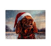 Warren Reed - Designer Snowy Christmas Irish Setter Glass Chopping Board Warren Reed - Designer Multicolor