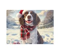 Warren Reed Designer Snowy Christmas Springer Spaniel Glass Chopping Board
