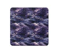 Warren Reed - Designer Snowy Christmas Village On A Starry Night Coasters - Set of 4 in Blue Warren Reed - Designer Blue