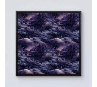 Warren Reed - Designer Snowy Christmas Village On A Starry Night Framed Canvas in Black | Size: w40 inch x h40 inch Warren Reed - Designer Black w40 inch x h40 inch