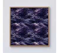 Warren Reed - Designer Snowy Christmas Village On A Starry Night Framed Canvas in Light Brown | Size: w40 inch x h40 inch Warren Reed - Designer Light Brown w40 inch x h40 inch