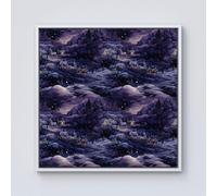 Warren Reed - Designer Snowy Christmas Village On A Starry Night Framed Canvas in Off-White | Size: w10 inch x h10 inch Warren Reed - Designer Off-White w10 inch x h10 inch