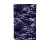 Warren Reed - Designer Snowy Christmas Village On A Starry Night Tea Towel in Blue Warren Reed - Designer Blue