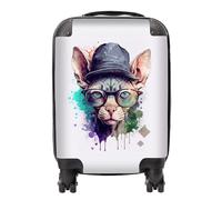 Warren Reed - Designer Sphynx Cat Face Glasses And Hat Splashart Suitcase Small, Multi