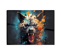 Warren Reed - Designer Splashart Angry Hyena Face Glass Chopping Board, Blue
