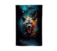 Warren Reed - Designer Splashart Angry Hyena Face Tea Towel in Blue Warren Reed - Designer Blue