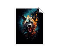 Warren Reed - Designer Splashart Angry Hyena Face Unframed Art Print | Size: W24" x H36" Warren Reed - Designer Multicolor W24" x H36"