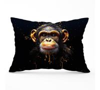 Warren Reed - Designer Splashart Cheeky Chimp Face Cushions in Orange | Size: 45 cm x 45 cm Warren Reed - Designer Orange 45 cm x 45 cm