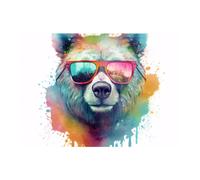 Splashart Colourful Bear In Glasses Chopping Board Warren Reed - Designer Multi One Size