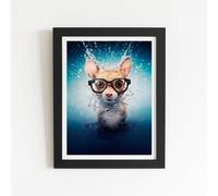 Warren Reed - Designer Splashart Doormouse With Glasses Framed Art Print in Black | Size: W20" x H30" Warren Reed - Designer Black W20" x H30"