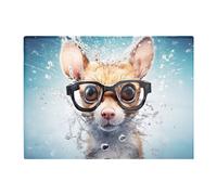Splashart Doormouse With Glasses Glass Chopping Board Warren Reed - Designer Blue One Size