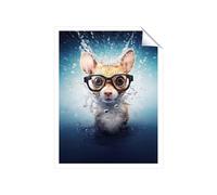 Warren Reed - Designer Splashart Doormouse With Glasses Unframed Art Print | Size: W8" x H10" Warren Reed - Designer Multicolor W8" x H10"