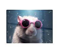 Warren Reed - Designer Splashart Doormouse With Pink Glasses Glass Chopping Board, Pink