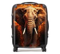 Warren Reed - Designer Splashart Elephant and fire Suitcase - Lightweight Hard Case, TSA Lock, 4 Spinner Wheels