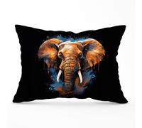 Warren Reed - Designer Splashart Elephant Blue Cushions | Size: 33 cm x 48 cm Warren Reed - Designer Blue 33 cm x 48 cm