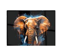 Splashart Elephant Blue Glass Chopping Board Warren Reed - Designer Blue One Size