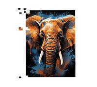Warren Reed - Designer Splashart Elephant Blue Jigsaw Puzzle | Size: 500 Piece Warren Reed - Designer Blue 500 Piece