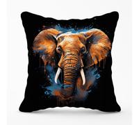 Warren Reed - Designer Splashart Elephant Blue Outdoor Cushion | Size: 60 cm x 60 cm Warren Reed - Designer Blue 60 cm x 60 cm