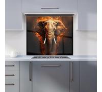 Warren Reed - Designer Splashart Elephant And Fire Kitchen Splashback W700Mm X H650Mm, Multi