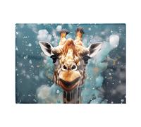Warren Reed - Designer Splashart Giraffe Face Glass Chopping Board, Grey
