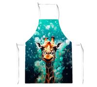 Warren Reed - Designer Splashart Giraffe Face Junior Apron in Grey Warren Reed - Designer Grey
