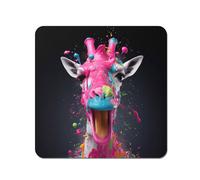 Warren Reed - Designer Splashart Giraffe Face Pink Coasters - Set of 4 Warren Reed - Designer Pink
