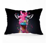 Warren Reed Designer Splashart Giraffe Face Pink Cushions 33Cm X 48Cm