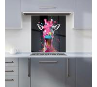 Warren Reed - Designer Splashart Giraffe Face Pink Kitchen Splashback - W700mm x H750mm