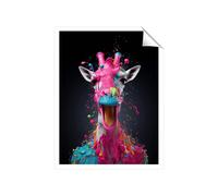 Warren Reed - Designer Splashart Giraffe Face Pink Unframed Art Print | Size: W24" x H36" Warren Reed - Designer Multicolor W24" x H36"