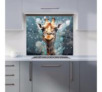 Warren Reed - Designer Splashart Giraffe Face Kitchen Splashback in Grey | Size: 700mm x 650mm Warren Reed - Designer Grey 700mm x 650mm