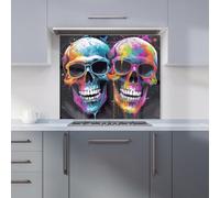 Warren Reed - Designer Splashart Happy Skeletons In Glasses Kitchen Splashback W900Mm X H750Mm, Multi