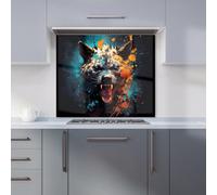 Warren Reed - Designer Splashart Angry Hyena Face Kitchen Splashback W600Mm X H600Mm, Multi