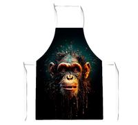 Warren Reed - Designer Splashart Monkey Face Apron in Black Warren Reed - Designer Black