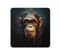 Warren Reed - Designer Splashart Monkey Face Coasters - Set of 4 in Black Warren Reed - Designer Black