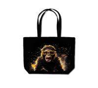 Warren Reed - Designer Splashart Monkey Face With Yellow Glasses Beach Shopper Tote Bag in Orange Warren Reed - Designer Orange