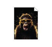 Warren Reed - Designer Splashart Monkey Face With Yellow Glasses Unframed Art Print | Size: W8" x H10" Warren Reed - Designer Multicolor W8" x H10"